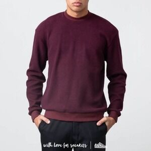 John Elliott Mens Burgundy Corduroy Waffke Knit Crewneck Sweatshirt Sz 4 XL‎
